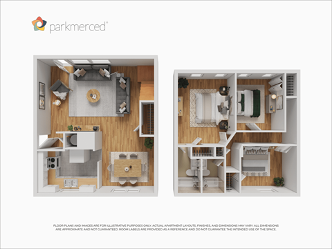 Floor plan for 3 beds, 2 baths, 1241 sqft